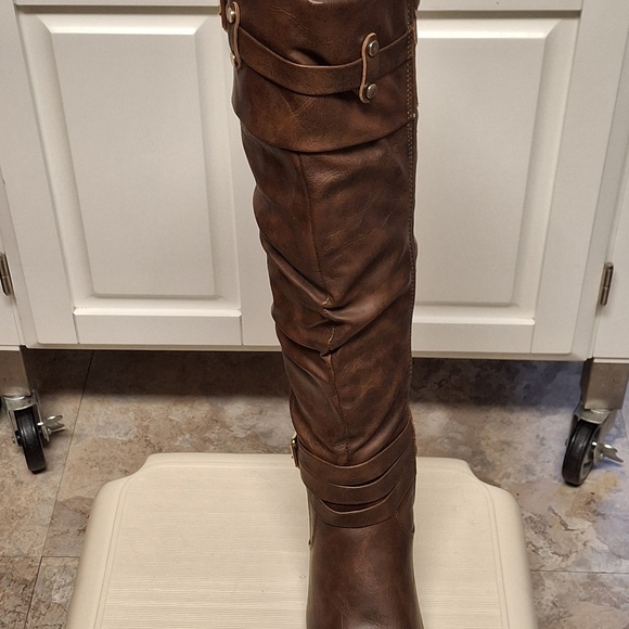 New Women's Too Moda Viola-9 Stylish Chunky Heel Knee-hi Boot -brown - Picture 4 of 5